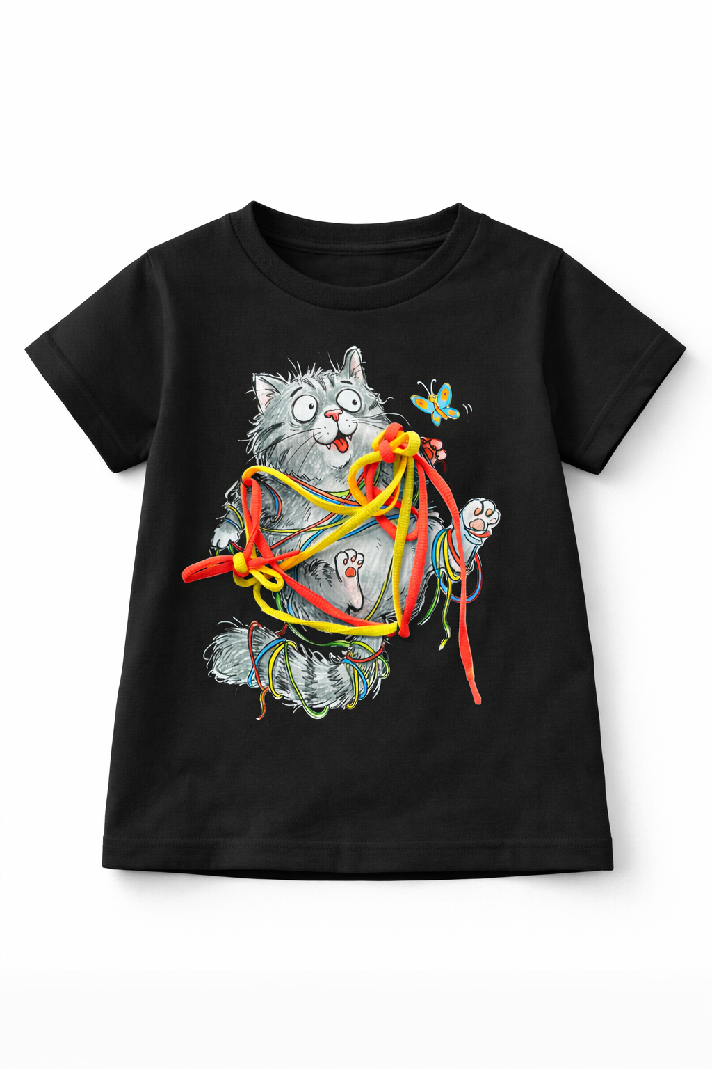 Cats in threads T-shirt (DTF print + laces)